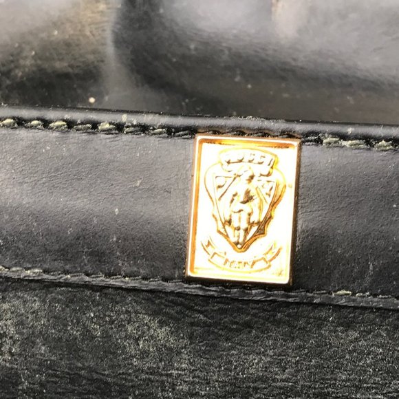 Vintage black leather Authentic Gucci handbag bag 1950s purse rare - Picture 12 of 14